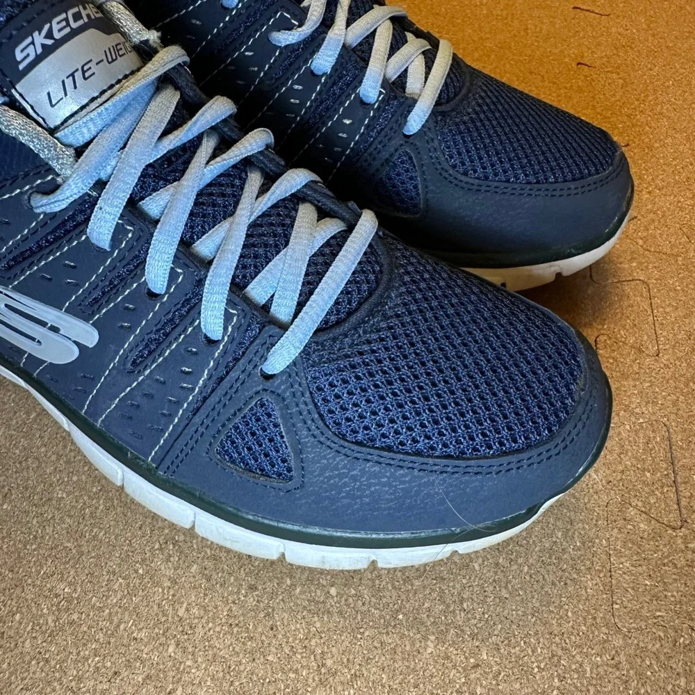 Skechers Synergy Elite Status Navy Blue Sneakers 11963 Womens Size 6.5